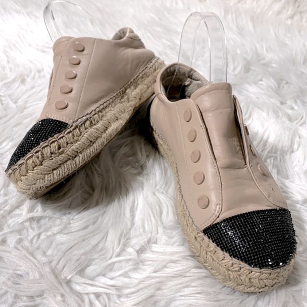 🍁SALE $15🍁KENDAL & Kylie KKJuniper2 espadrille leather crystals captoe 7.5